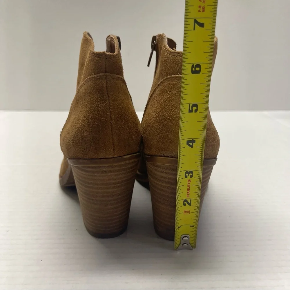Lucky Brand LK Eller Suede Ankle Boots Western Style Brown Tan Sz 7.5
